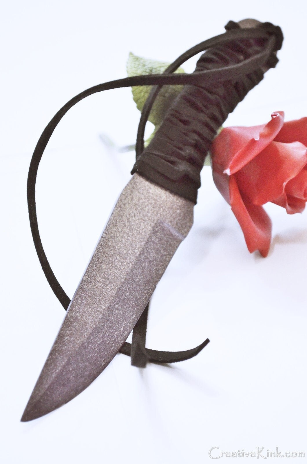 Dagger -Twilight Sparkles' Shadows - Shadowy Violet and Silver shiniez knife with a Black Leather Grip - BDSM Knife Play Toy / Tool