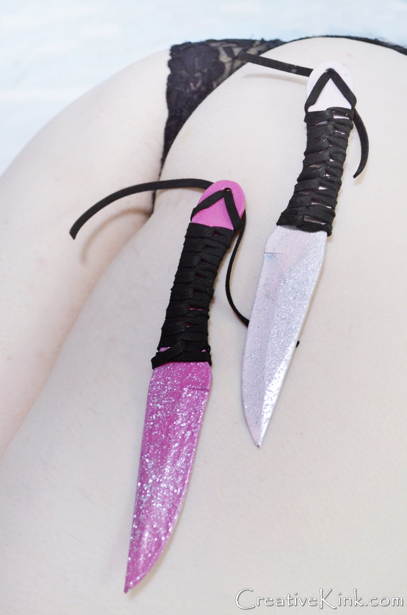 Dagger Daggers in two Different Pinks with Silver Tears and  