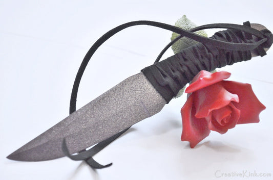 Dagger -Twilight Sparkles' Shadows - Shadowy Violet and Silver shiniez knife with a Black Leather Grip - BDSM Knife Play Toy / Tool