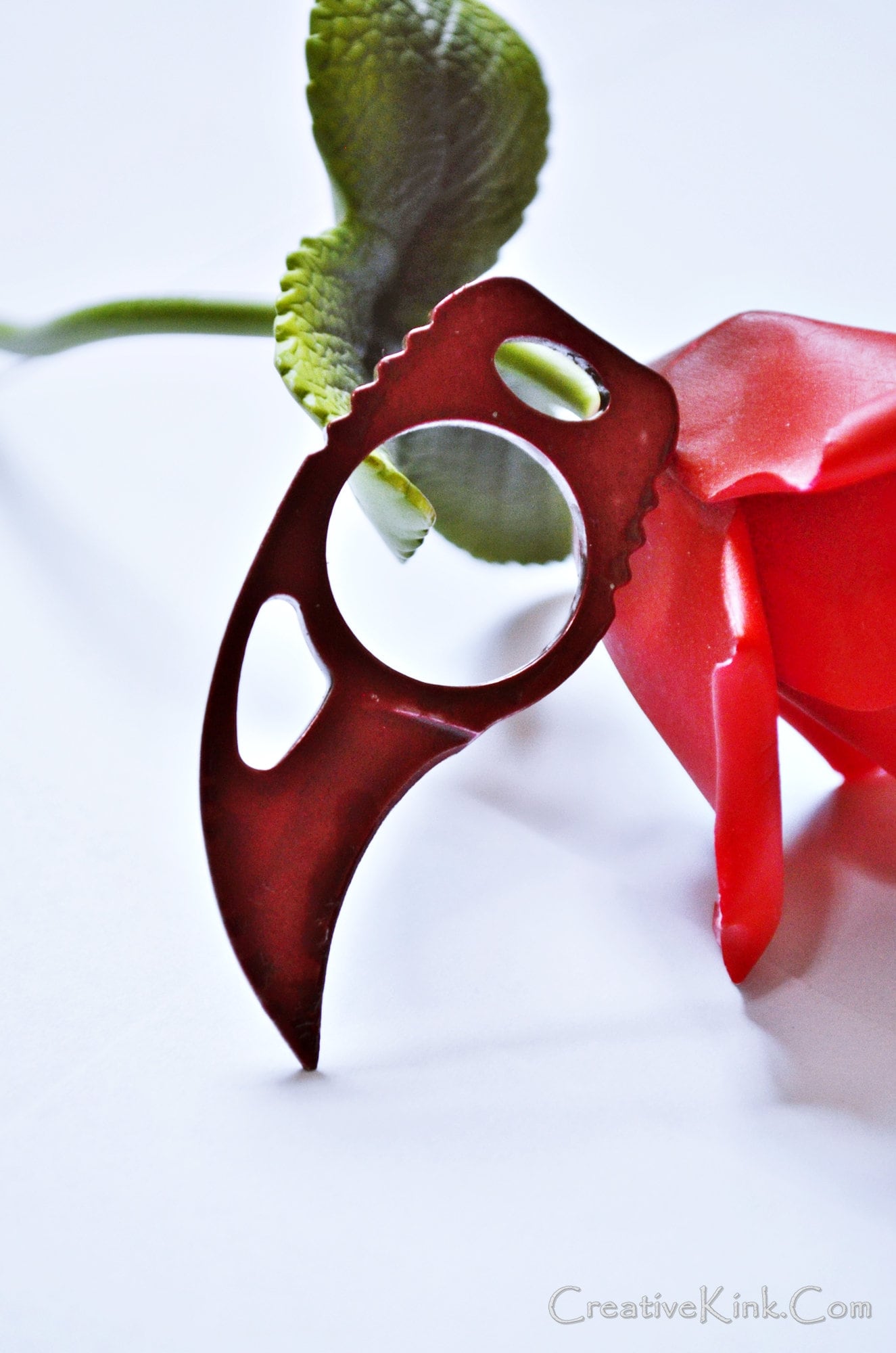 Finger Knife - Blood Coated Steel Up Close intimate play knife - BDSM Knife Play Tool