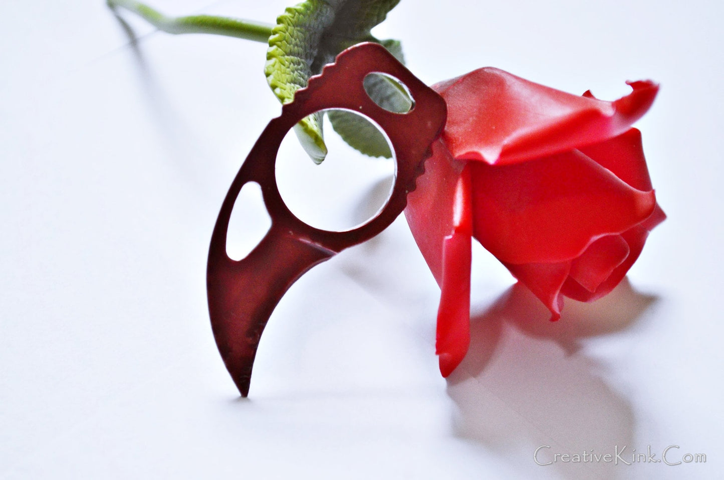 Finger Knife - Blood Coated Steel Up Close intimate play knife - BDSM Knife Play Tool