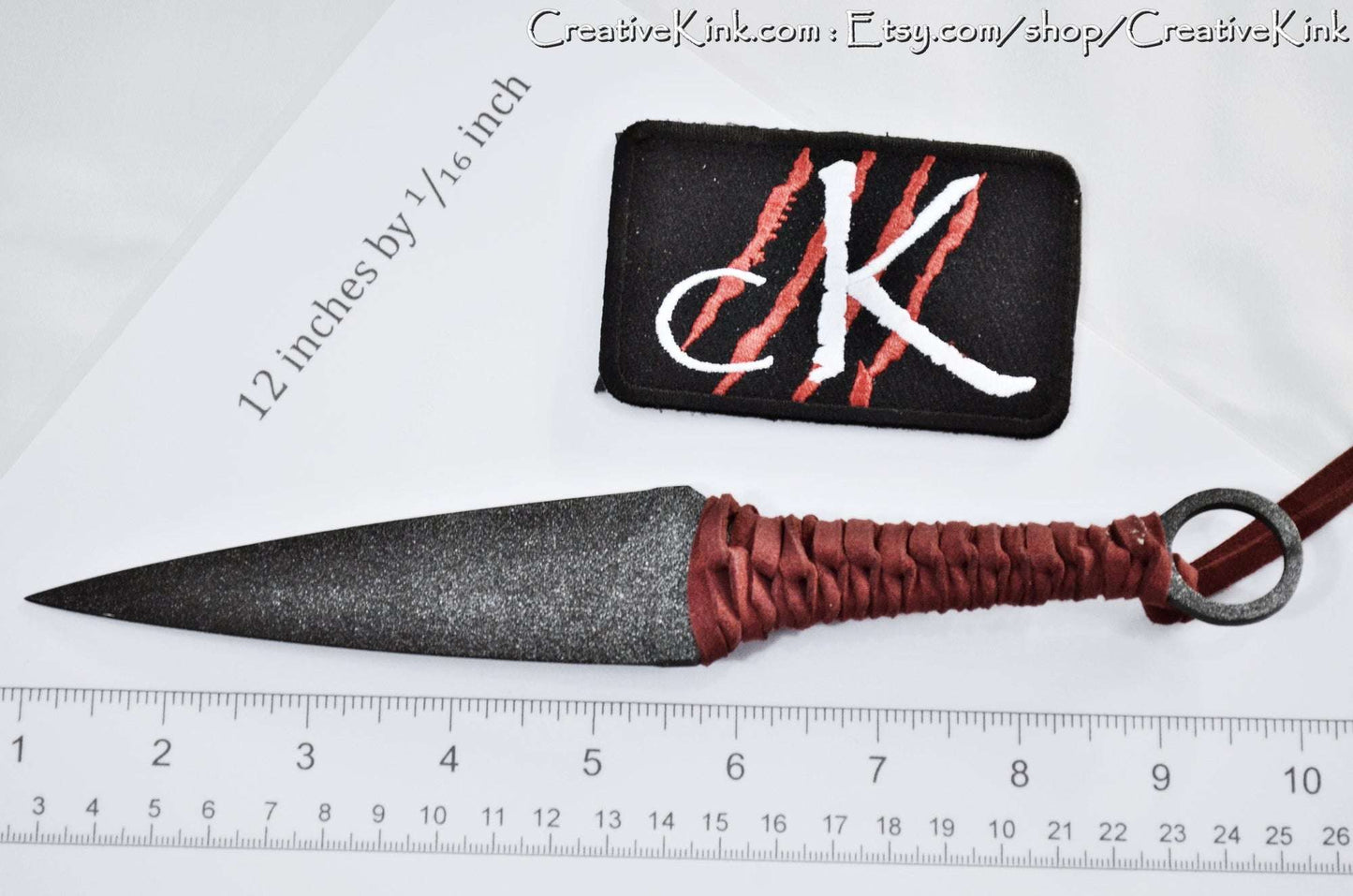 Spade Blade - Black and Silver Sealed Steel Spade Blade For Knife Play - Leather Grips, Available Dulled or Sharpened - BDSM Edge Play Tool