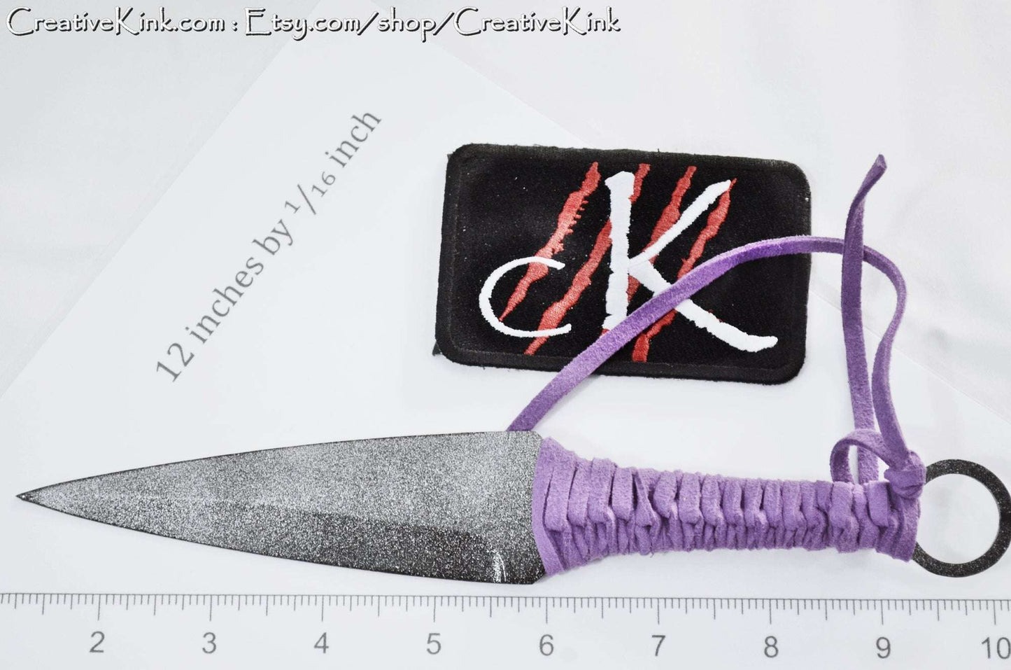 Spade Blade - Black and Silver Sealed Steel Spade Blade For Knife Play - Leather Grips, Available Dulled or Sharpened - BDSM Edge Play Tool