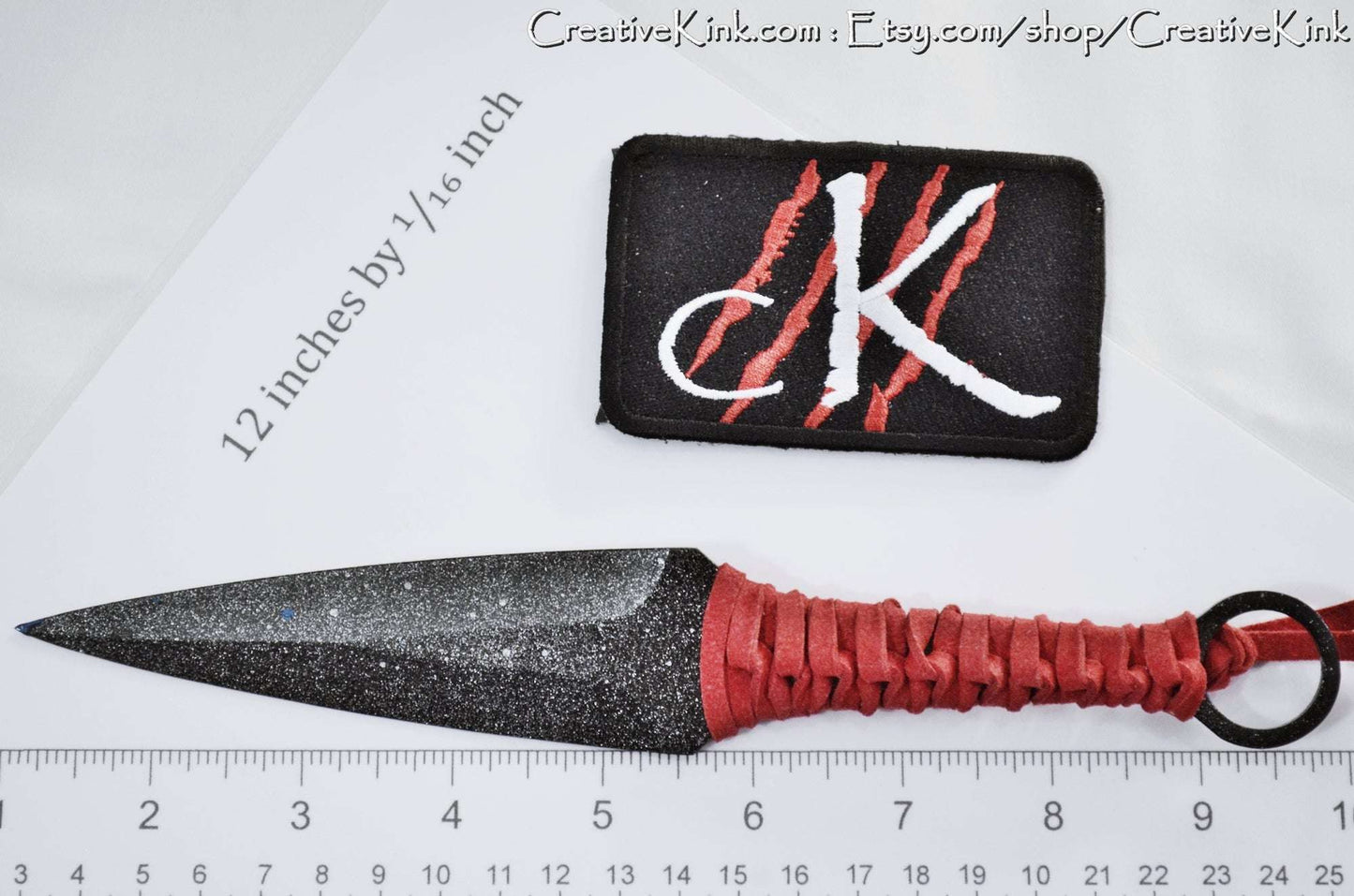 Spade Blade - Black and Silver Sealed Steel Spade Blade For Knife Play - Leather Grips, Available Dulled or Sharpened - BDSM Edge Play Tool