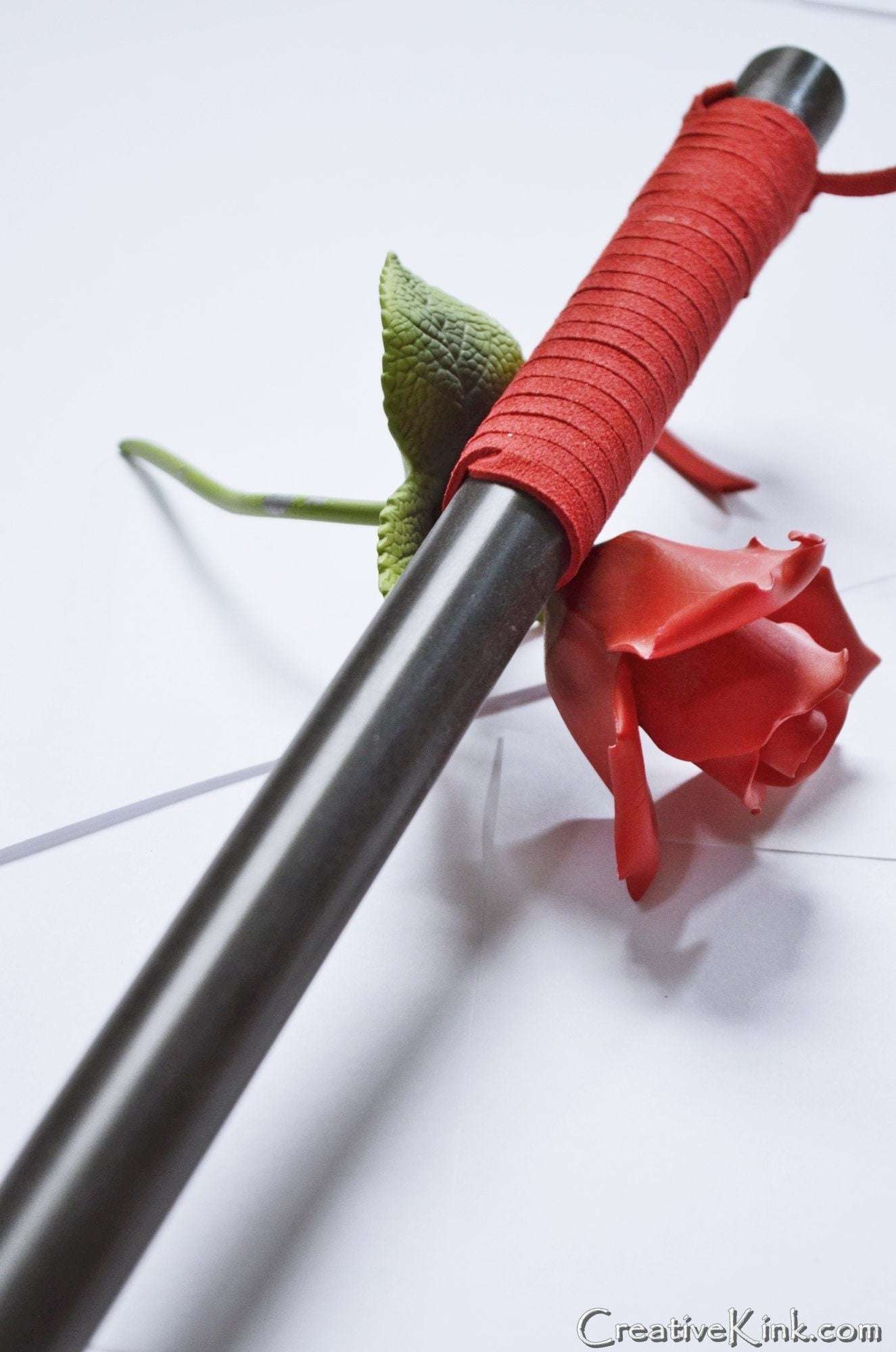 Short Master Beating Baton - Hand Woven Leather Grip - Thick ALL thuddy BDSM Spanking cane!