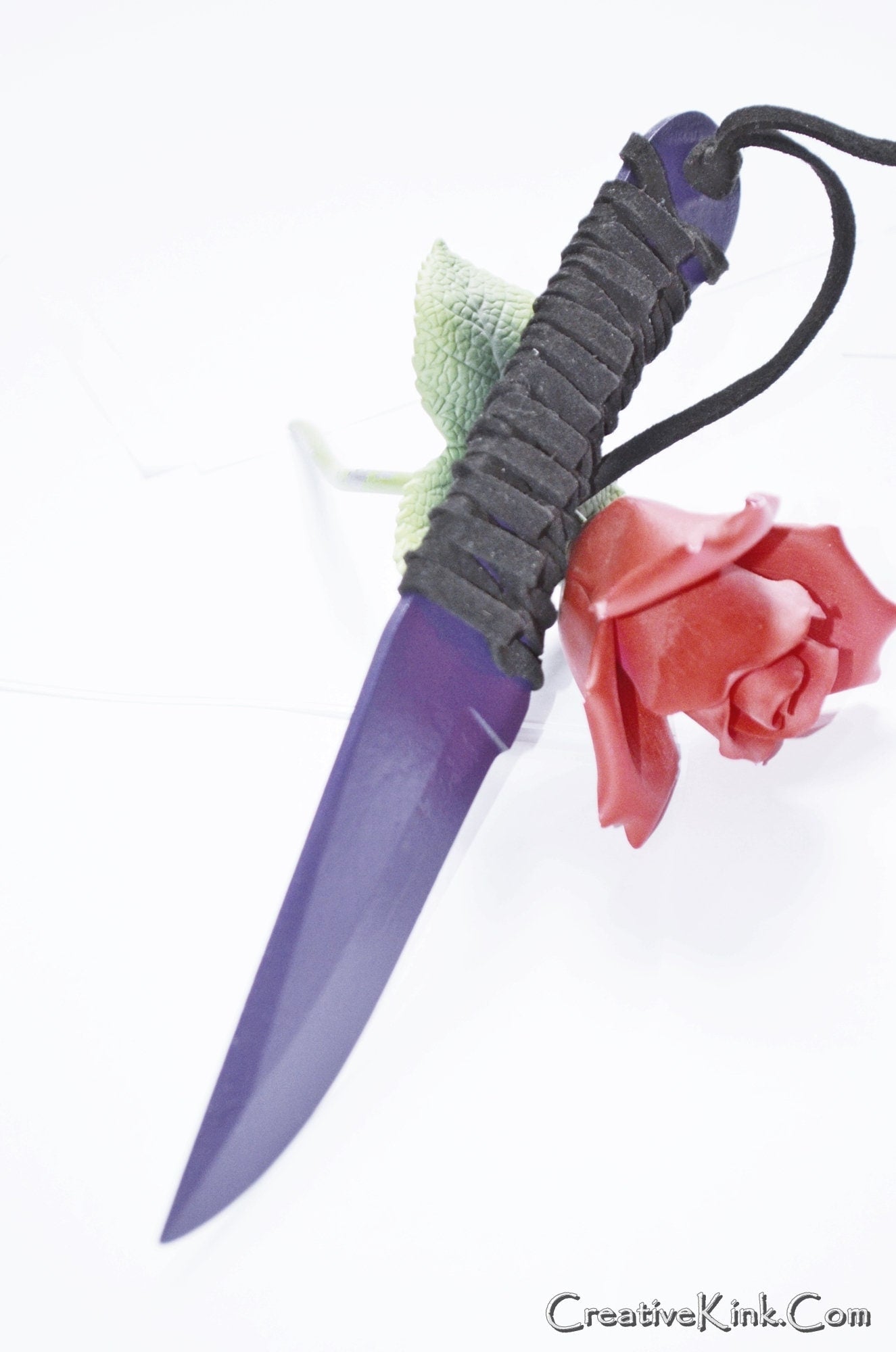 Shadow on Steel - Violet and Leather BDSM Play Blade Knife