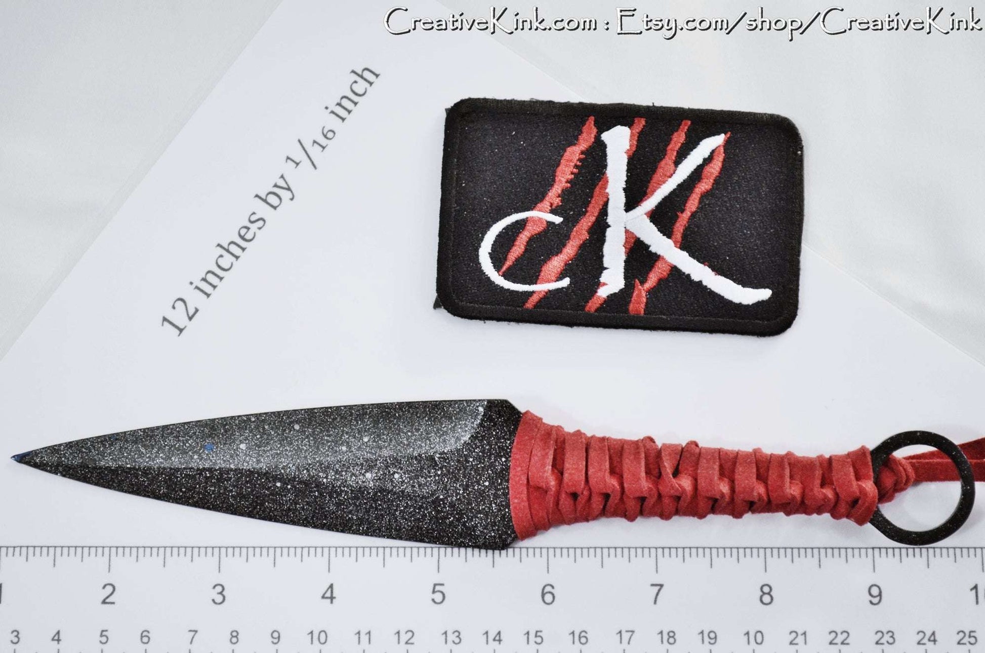 Spade Blade - Black and Silver Sealed Steel Spade Blade For Knife Play - Leather Grips, Available Dulled or Sharpened - BDSM Edge Play Tool