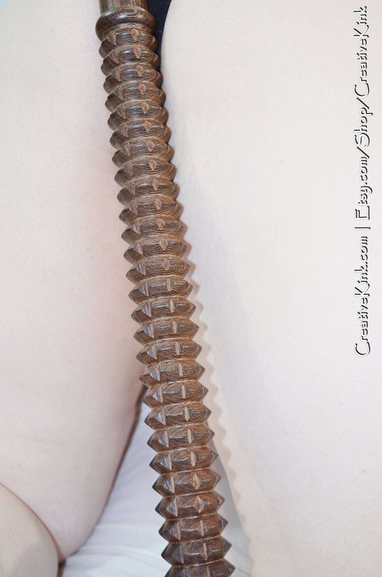 Torquemada Paddle - Inquisitor's Bat - NEW WITH BLACK LEATHER GRIP!  Kinky Torture Spanking Bat in Walnut Hardwood