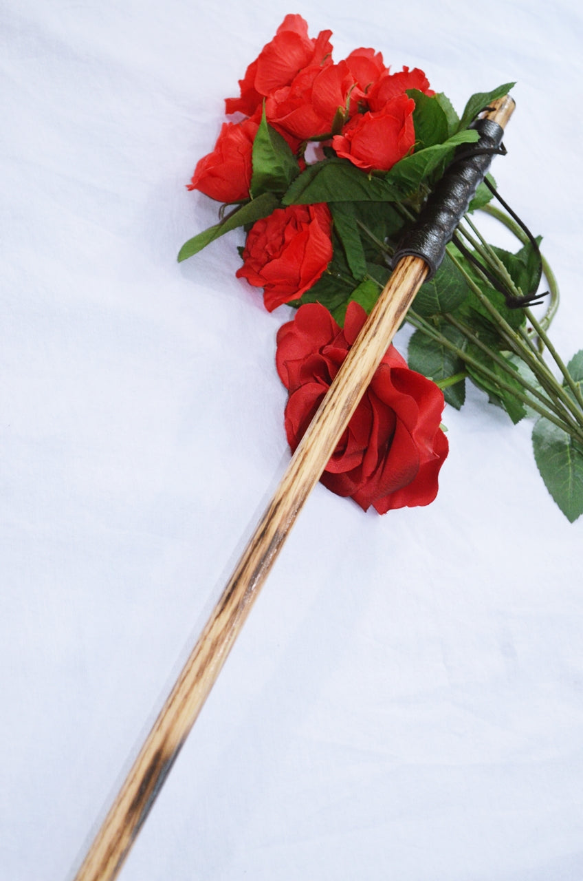 Oak Caning Rods - Burned Oak with Specialty Handles