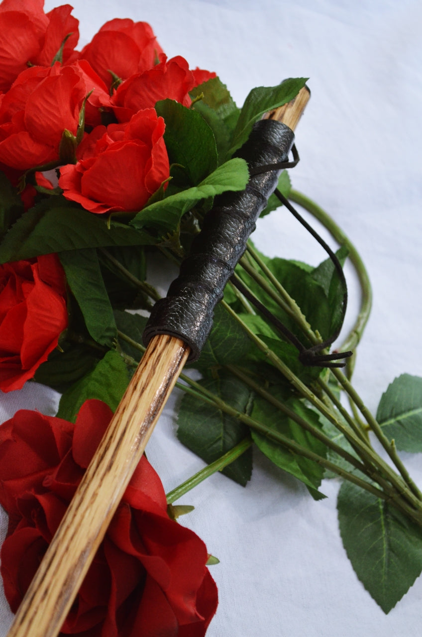 Oak Caning Rods - Burned Oak with Specialty Handles