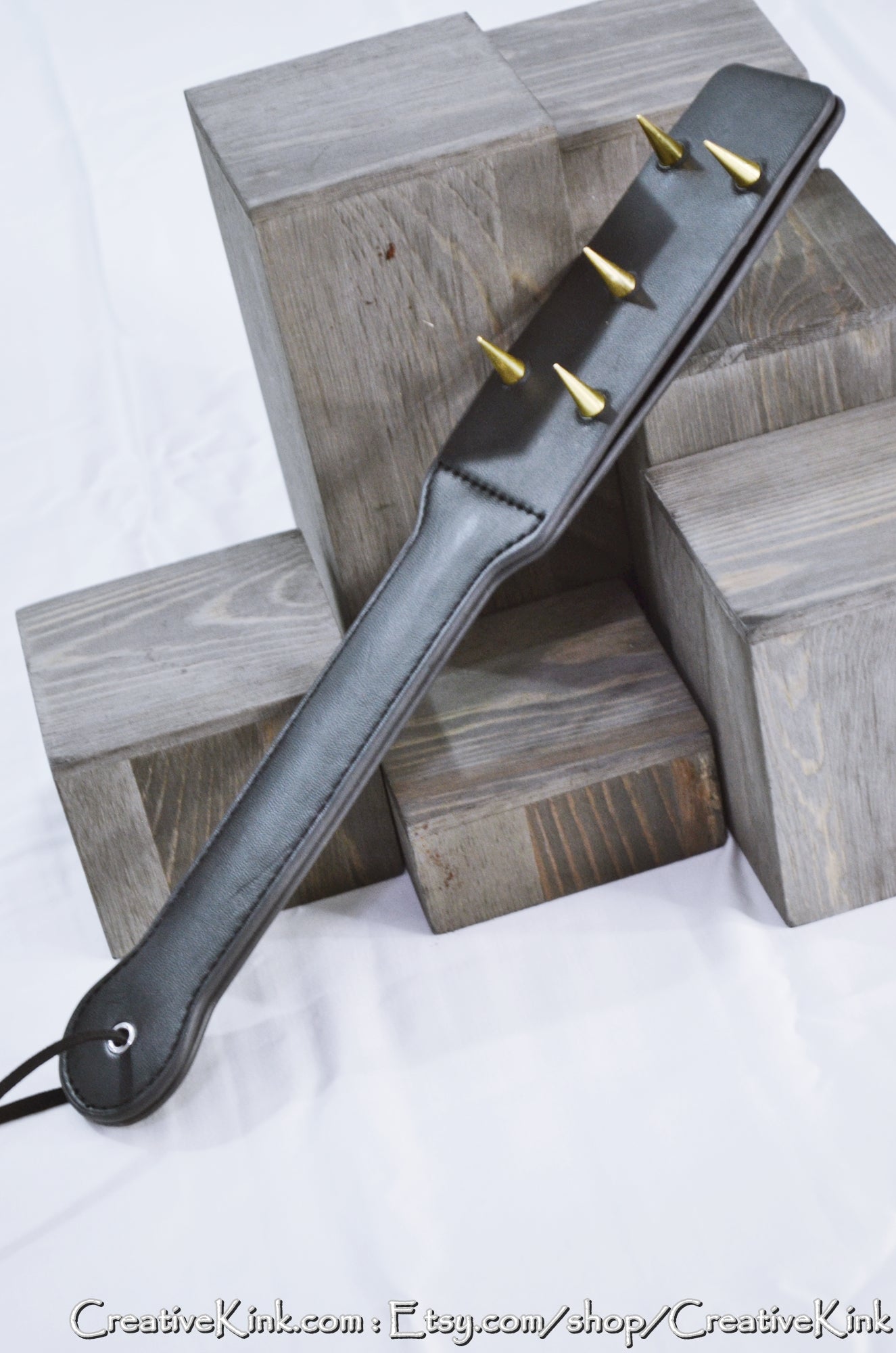 Leather Paddle - 12 Inches of Thickened Leather with Steel or Brass Studs - BDSM Spanking Tool