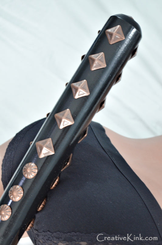 Tetsubo -- Red Copper and Black Epoxy -- Heavy Hard Steel Studs for Spanking Mace