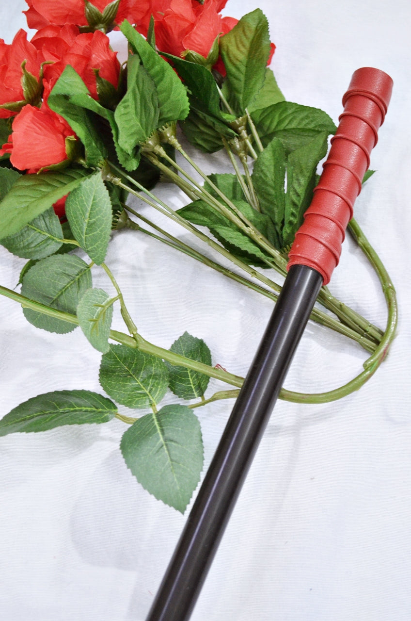 Short Master Beating Baton - Hand Woven Leather Grip - Thick ALL thuddy BDSM Spanking cane!
