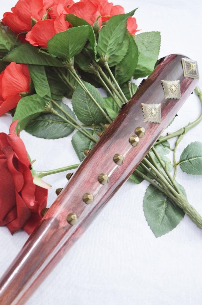 Mace - Hefty Red Ash and Black Leather Spanking Mace with Brass Iron Studs