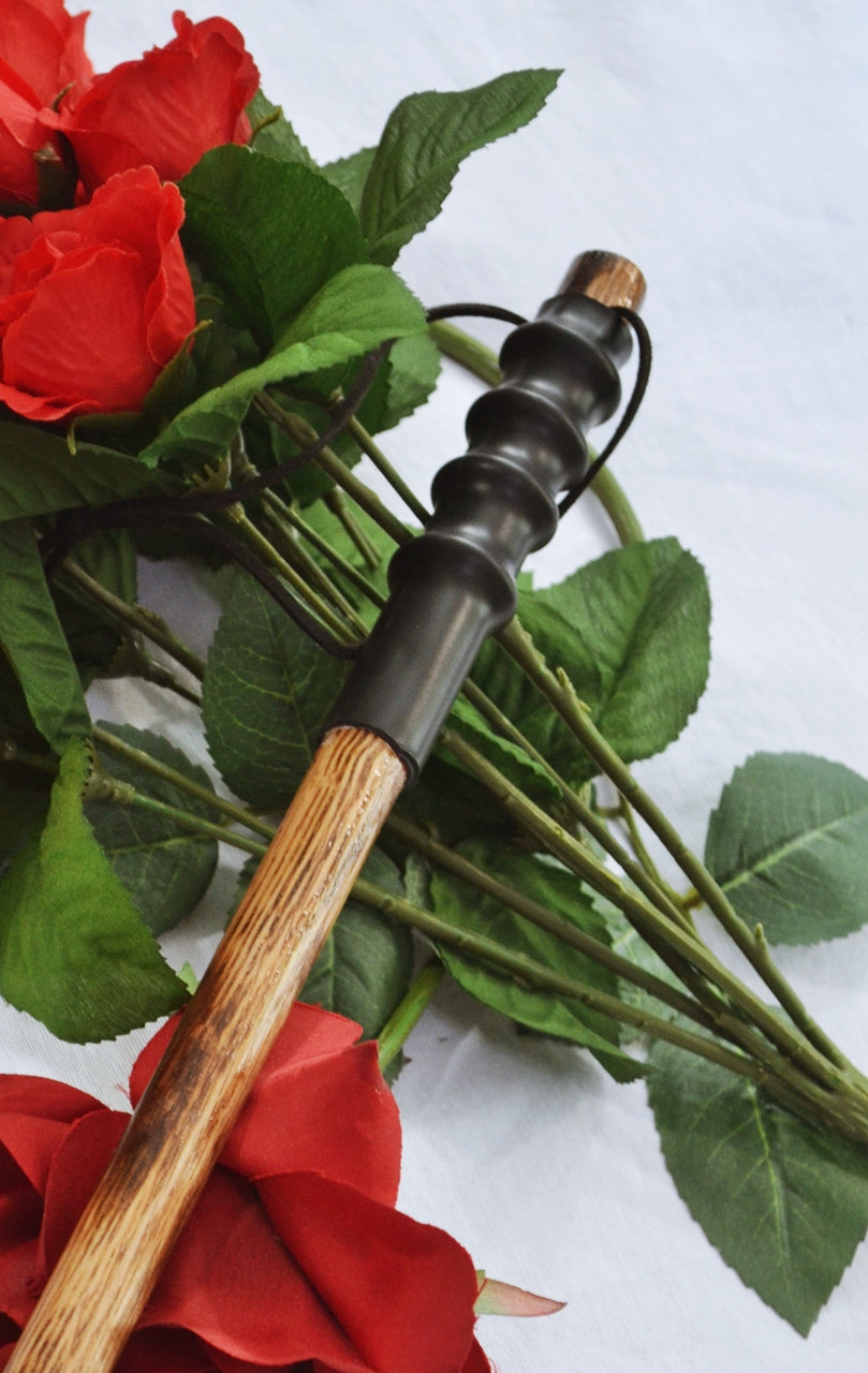 Oak Caning Rods - Burned Oak with Specialty Handles